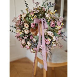 Wianek na drzwi "Pudrowa Symfonia" w kolorze wrzosu 40 cm